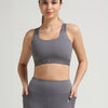 Hit Your Mark Grey Glossy Sports Bra