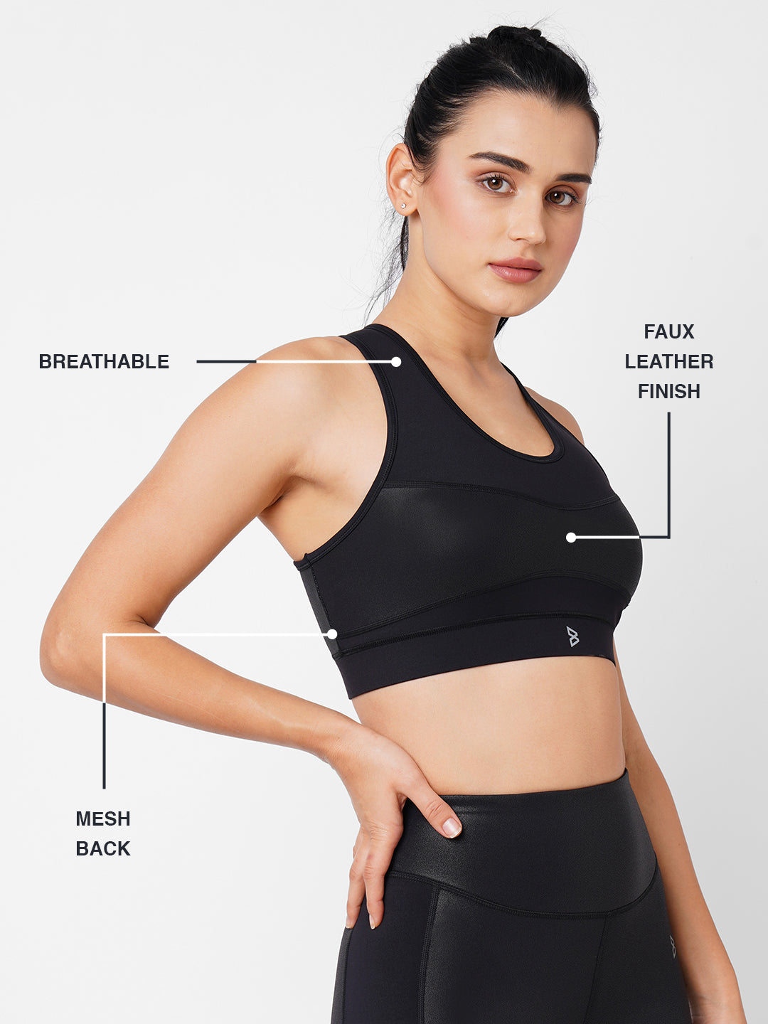 Power Black Training Sports Bra BODD ACTIVE