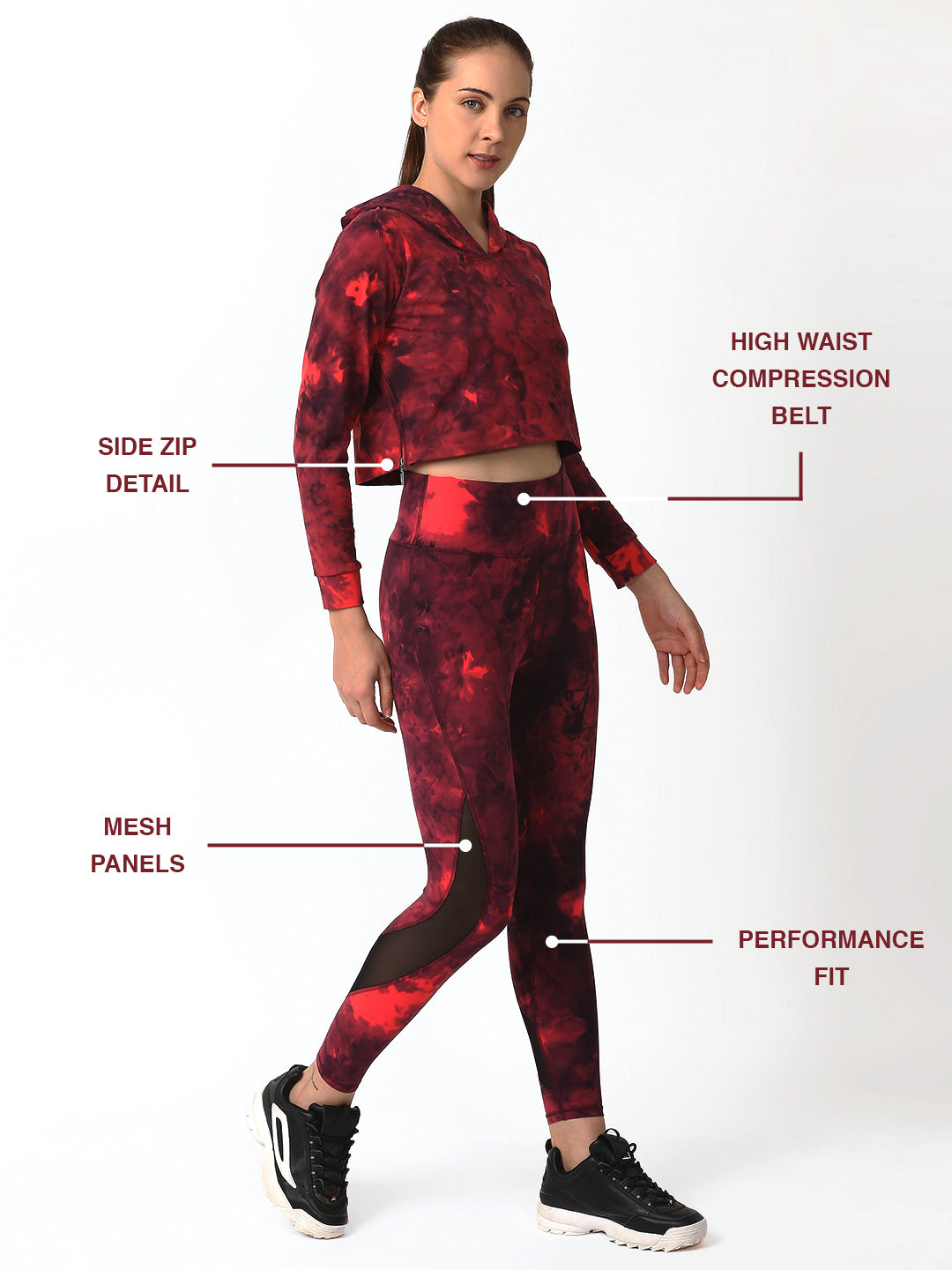 Ruby Wine Tie-dye Hoodie Set BODD ACTIVE