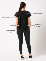 Black All Mesh Sheer Tee BODD ACTIVE