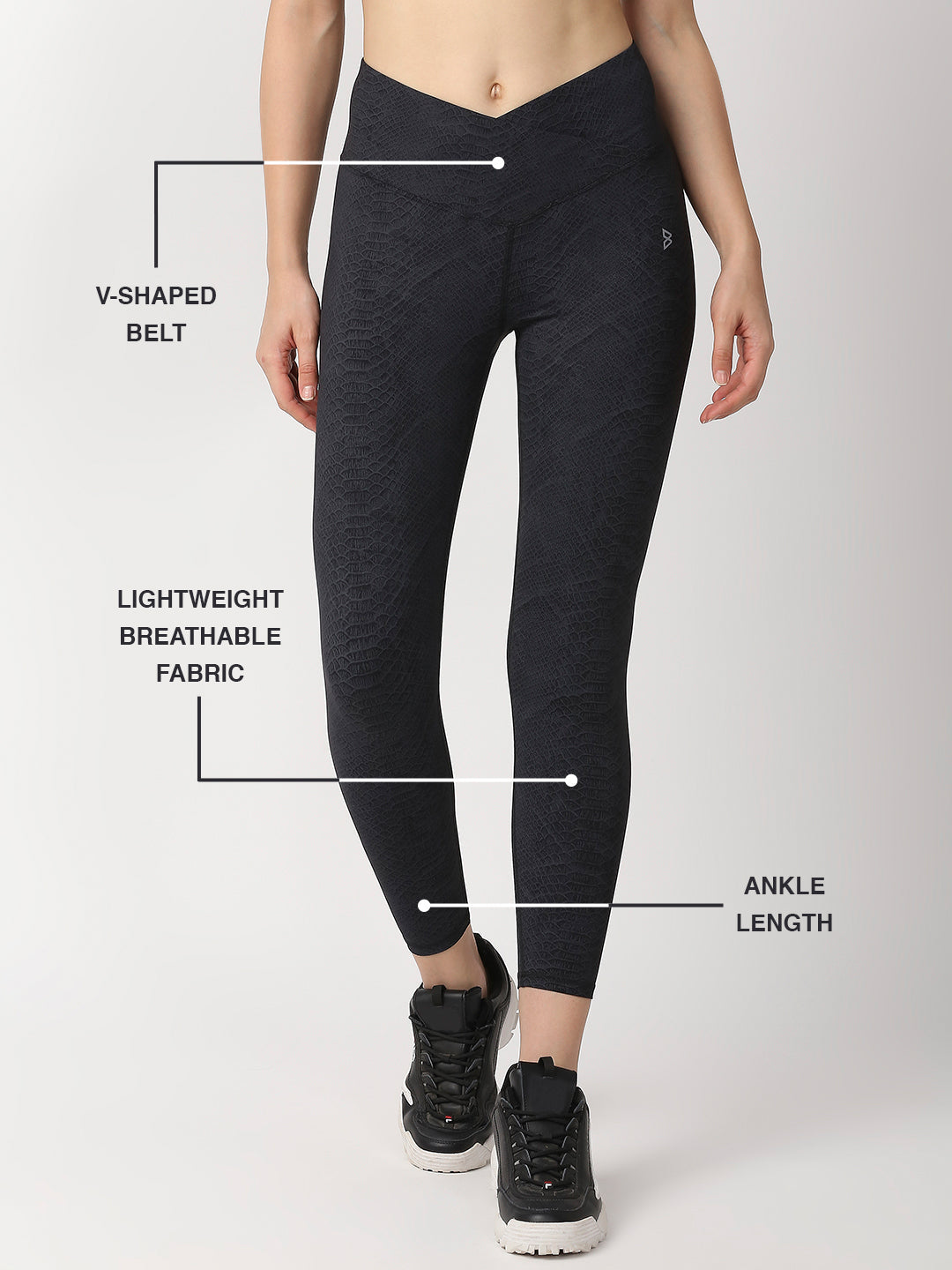 Black Snake Skin V Leggings BODD ACTIVE