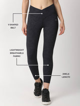 Black Snake Skin V Leggings BODD ACTIVE