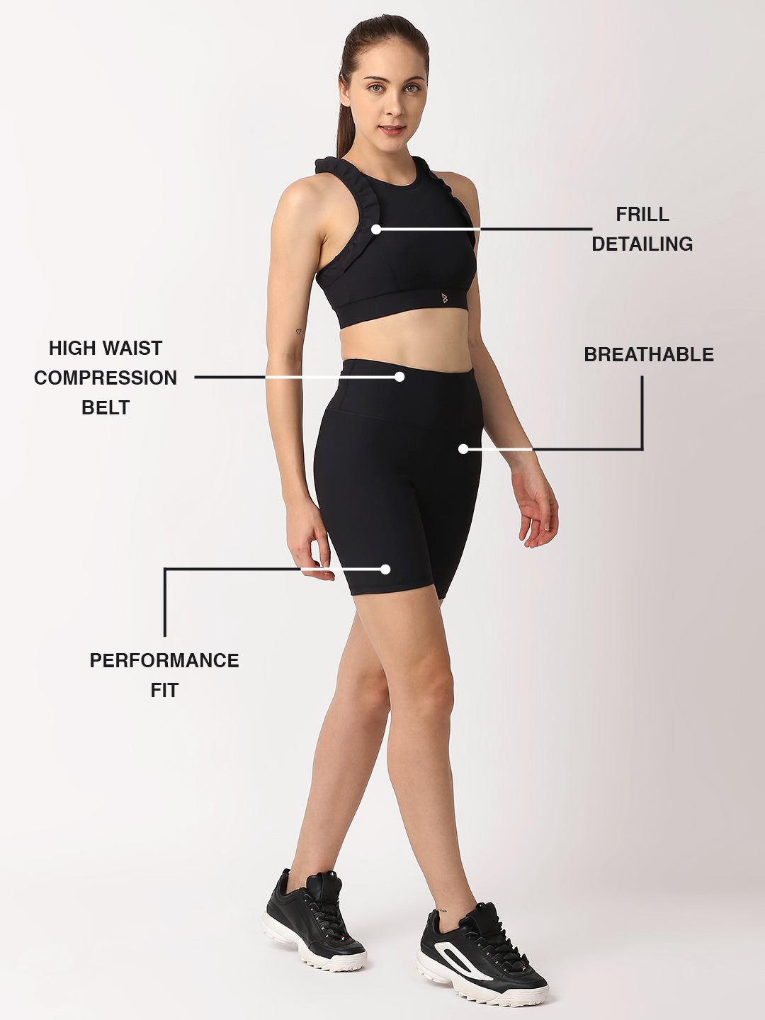 Black Ribbed Frill Set BODD ACTIVE