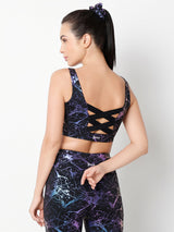 Celestial Marble Metallic Sports Bra