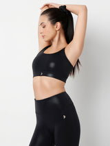 PowerGloss Black Sports Bra