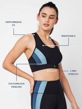 Black And Teal Leopard Wave Sports Bra BODD ACTIVE