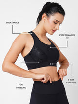 Black Marble Sports Bra BODD ACTIVE