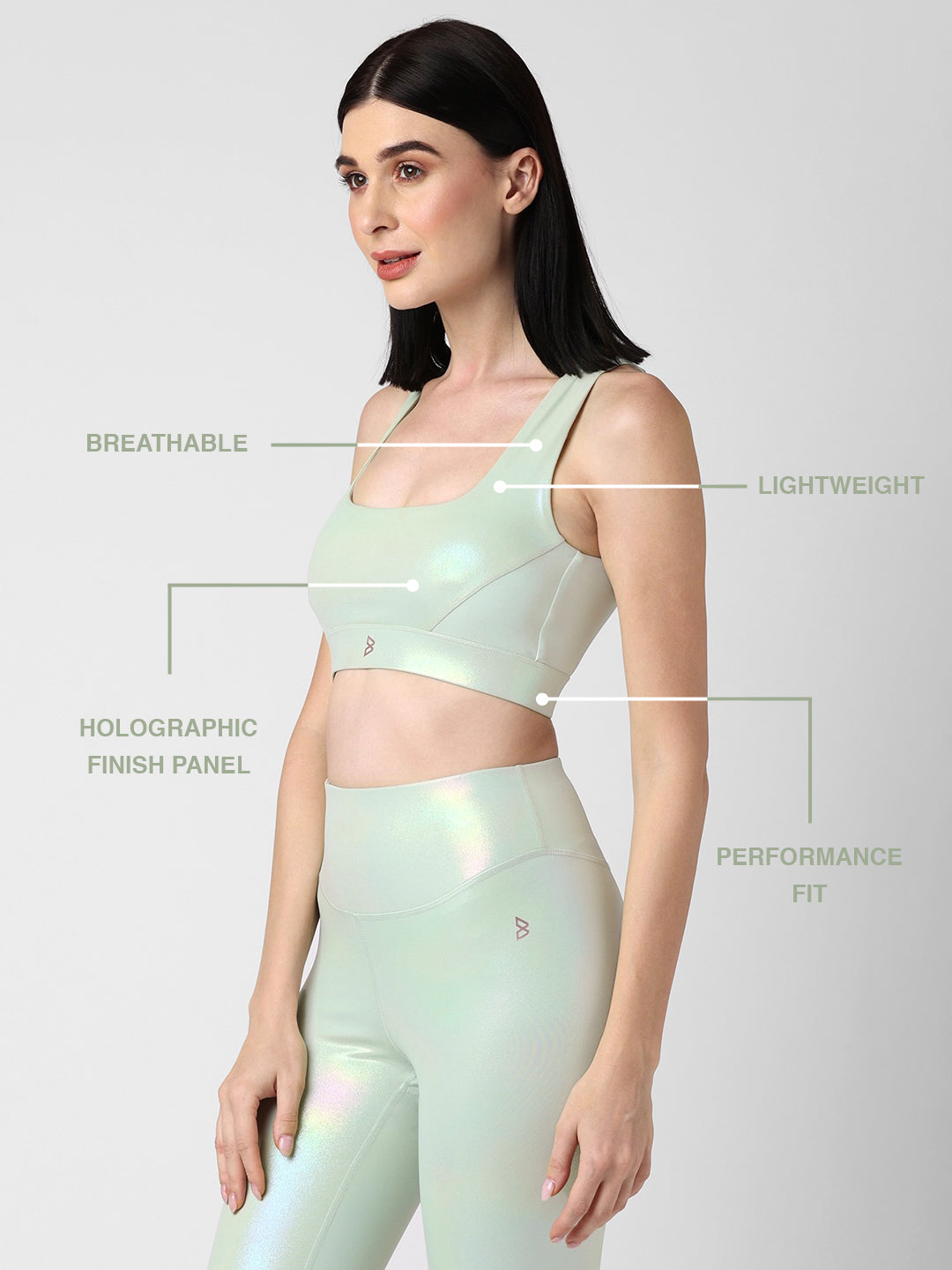 Minty Mint Holo Sports Bra BODD ACTIVE