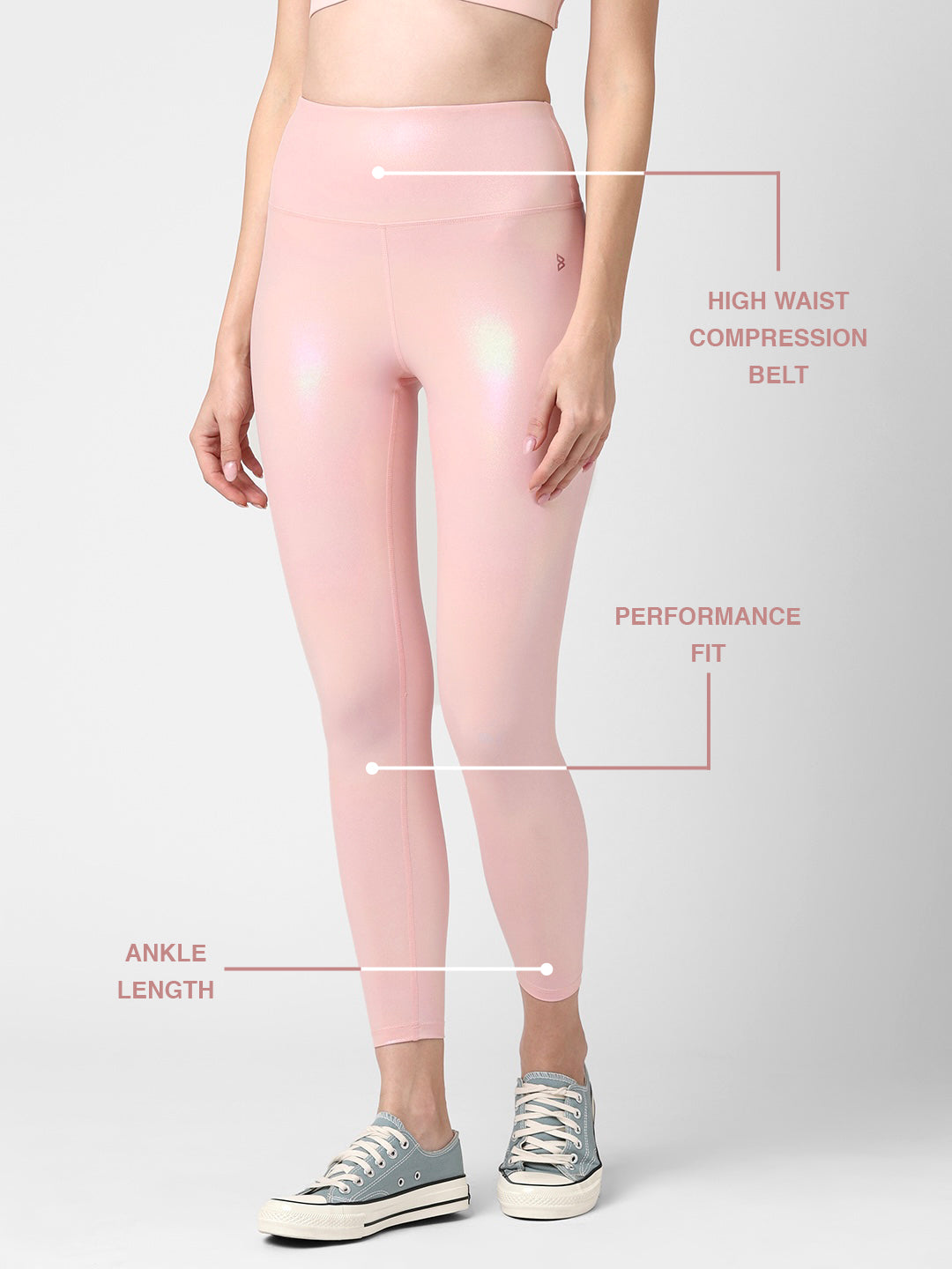 Peachy Pink Holo Leggings BODD ACTIVE