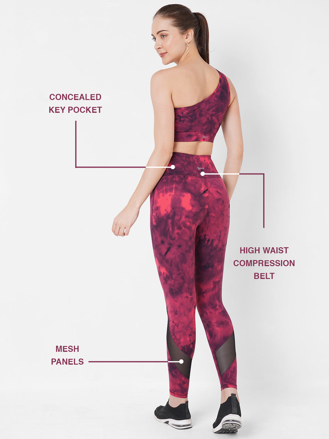 Ruby Wine Tie-dye High Rise Leggings BODD ACTIVE