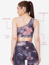 Blush Pink Tie Dye One Shoulder Sports Bra BODD ACTIVE