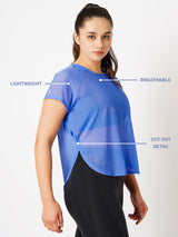 Vista Blue All Mesh Sheer Tee BODD ACTIVE