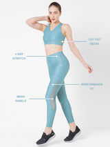 Teal Embossed Mesh Cut Out Set BODD ACTIVE