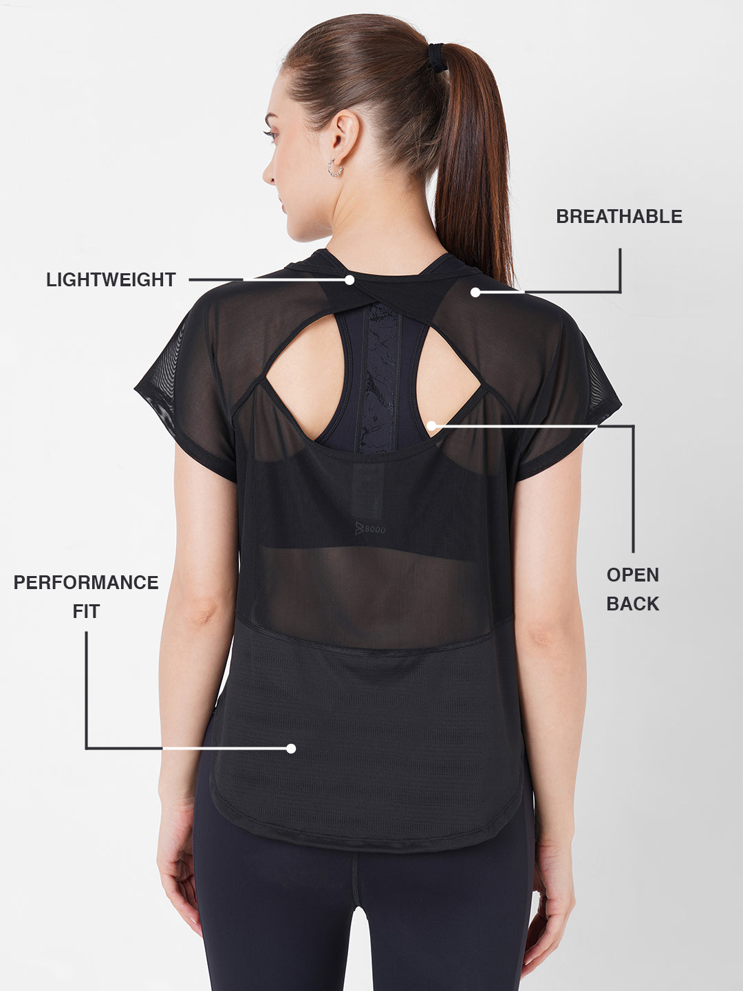 Core Jet Black Mesh Tee BODD ACTIVE