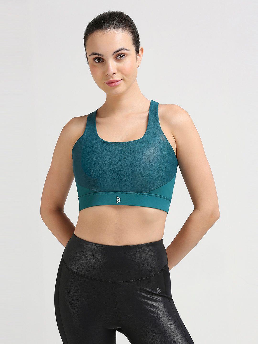 Challenge Accepted Green Glossy Sports Bra