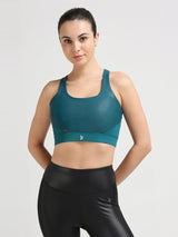 Challenge Accepted Green Glossy Sports Bra