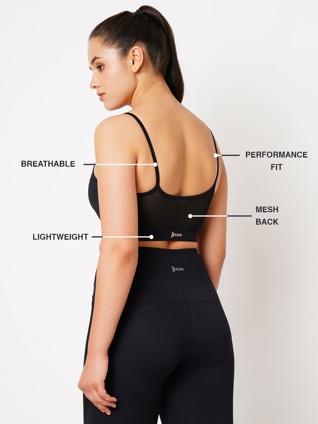 Core Black Performance Sports Bra BODD ACTIVE