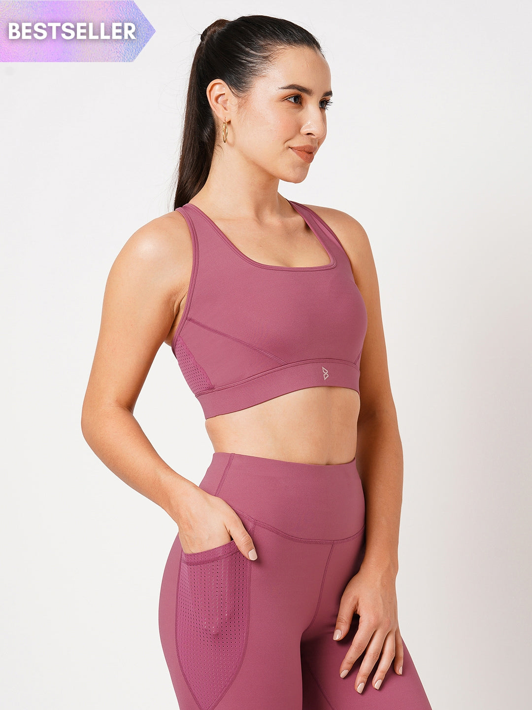 Cranberry Pink Strappy Sports Bra BODD ACTIVE