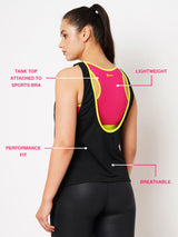 Black Mesh And Hot Pink Sports Bra + Tank BODD ACTIVE
