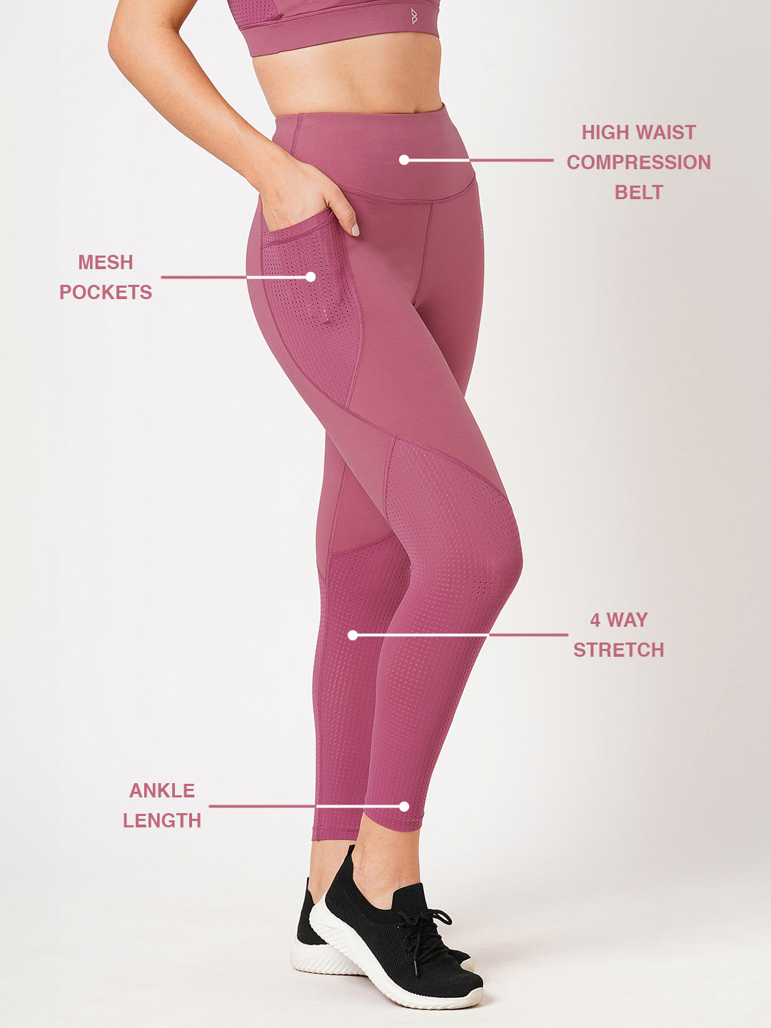 Cranberry Pink Leggings BODD ACTIVE
