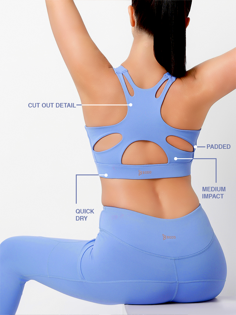 No Excuses Periwinkle Blue Sports Bra