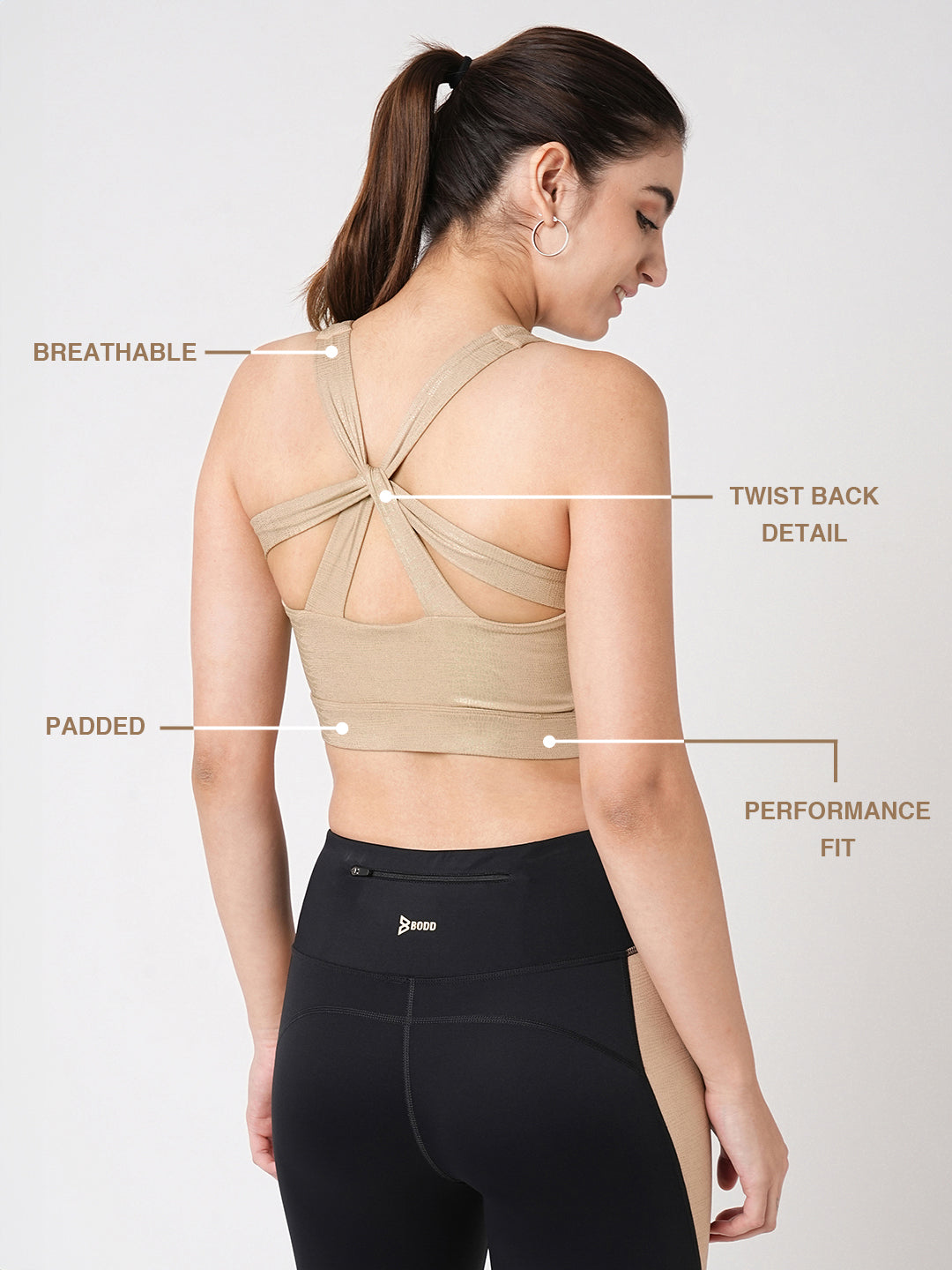 Nevertheless Gold Croc Sports Bra BODD ACTIVE