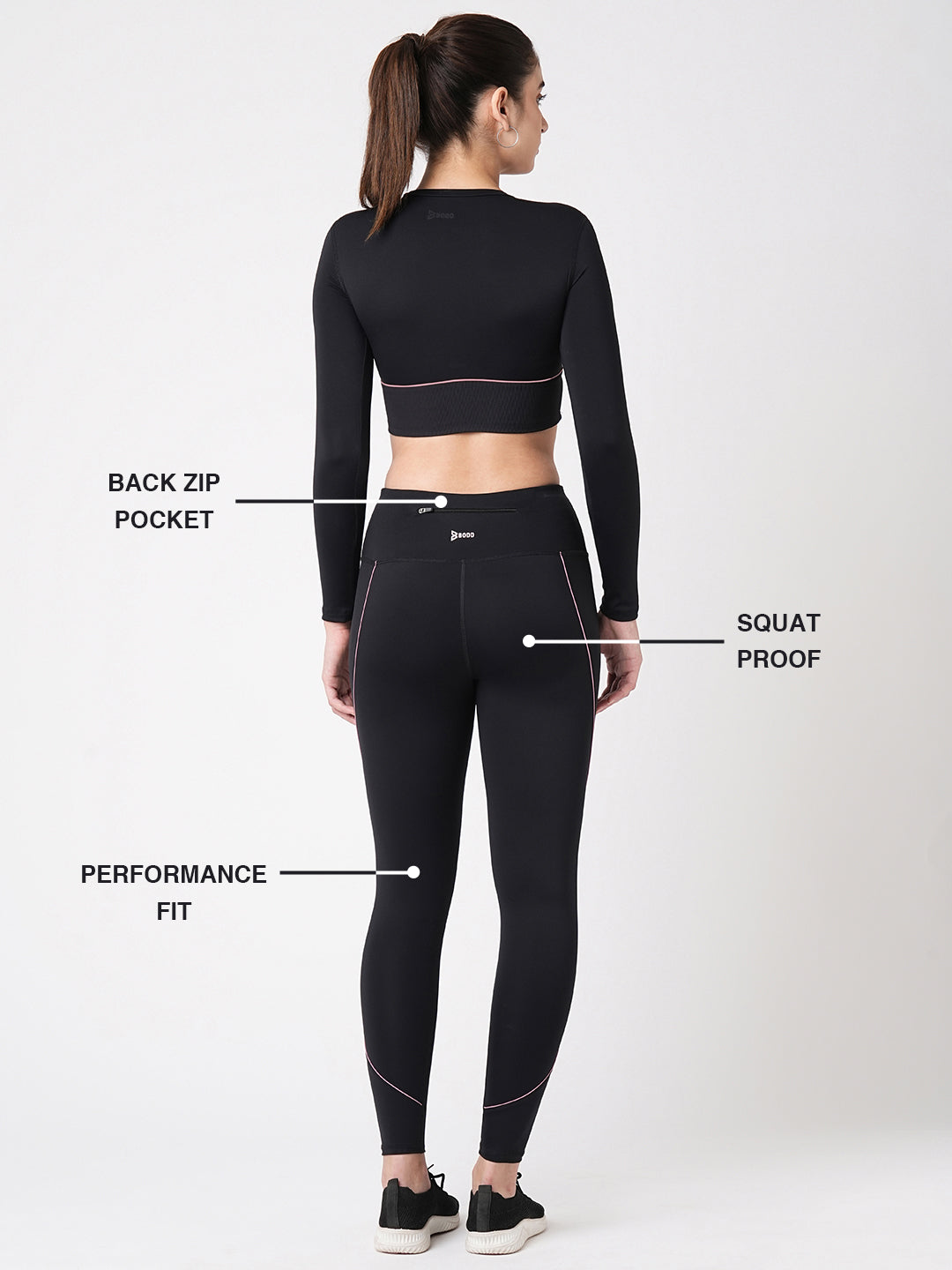 Black & Purple Endurance Leggings BODD ACTIVE