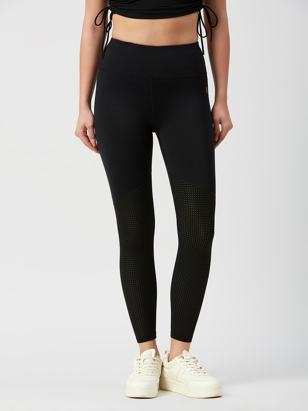 Black Mesh Rouched Set