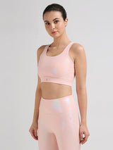 Challenge Accepted Peach Holo Sports Bra