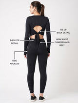 Black Essential Crop Top Set BODD ACTIVE