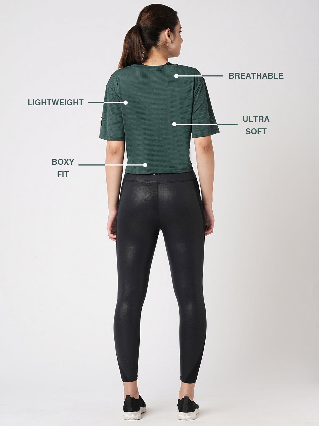 Pine Green Boxy Mesh Tee BODD ACTIVE