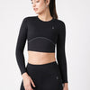 Black & Blue Endurance Full Sleeve Crop Top BODD ACTIVE