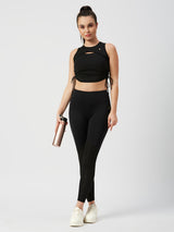 Black Mesh Rouched Top