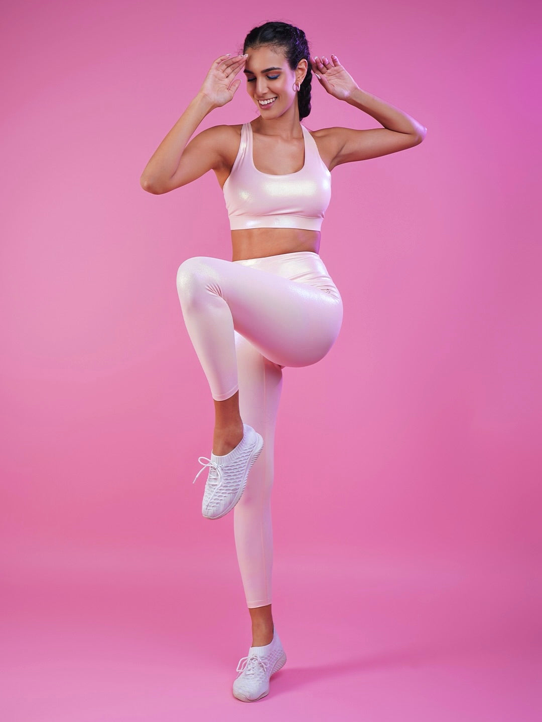 Peachy Pink Holo Leggings BODD ACTIVE