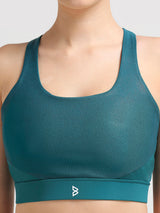 Challenge Accepted Green Glossy Sports Bra