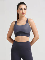 Focus On Me Grey Glossy Sports Bra