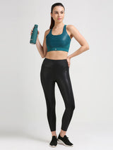Challenge Accepted Green Glossy Sports Bra