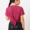 Viva Magenta Tie Up Mesh Tee BODD ACTIVE