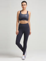 Focus On Me Grey Glossy Sports Bra