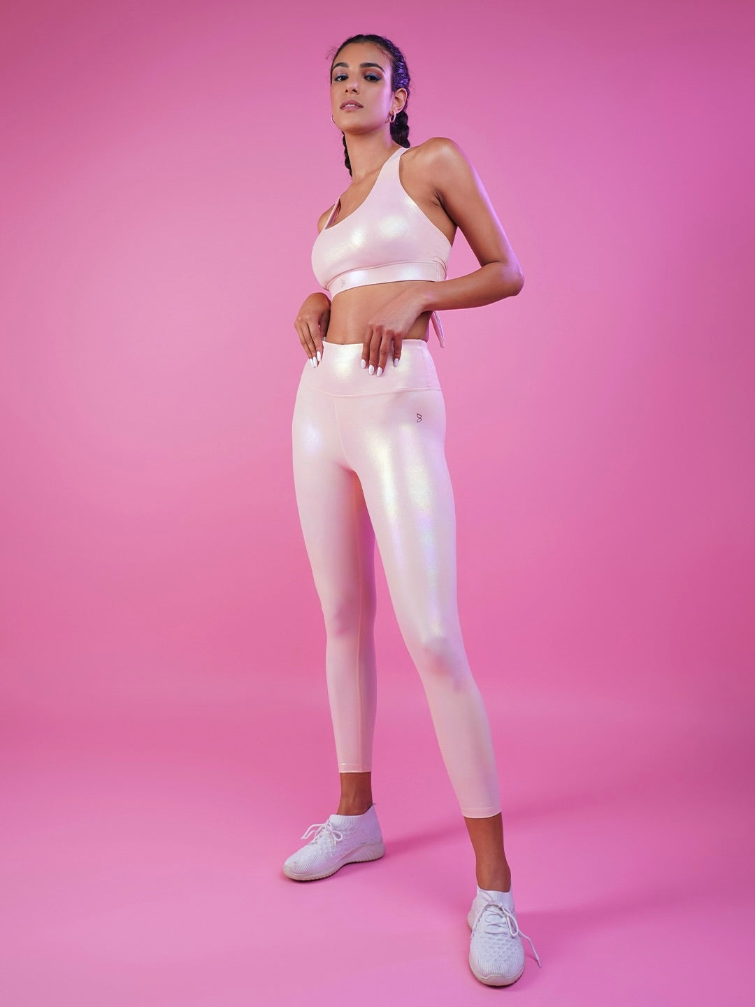 Peachy Pink Holo Leggings BODD ACTIVE