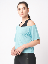 Aqua Off-Shoulder Tee