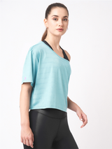 Aqua Off-Shoulder Tee