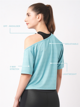 Aqua Off-Shoulder Tee