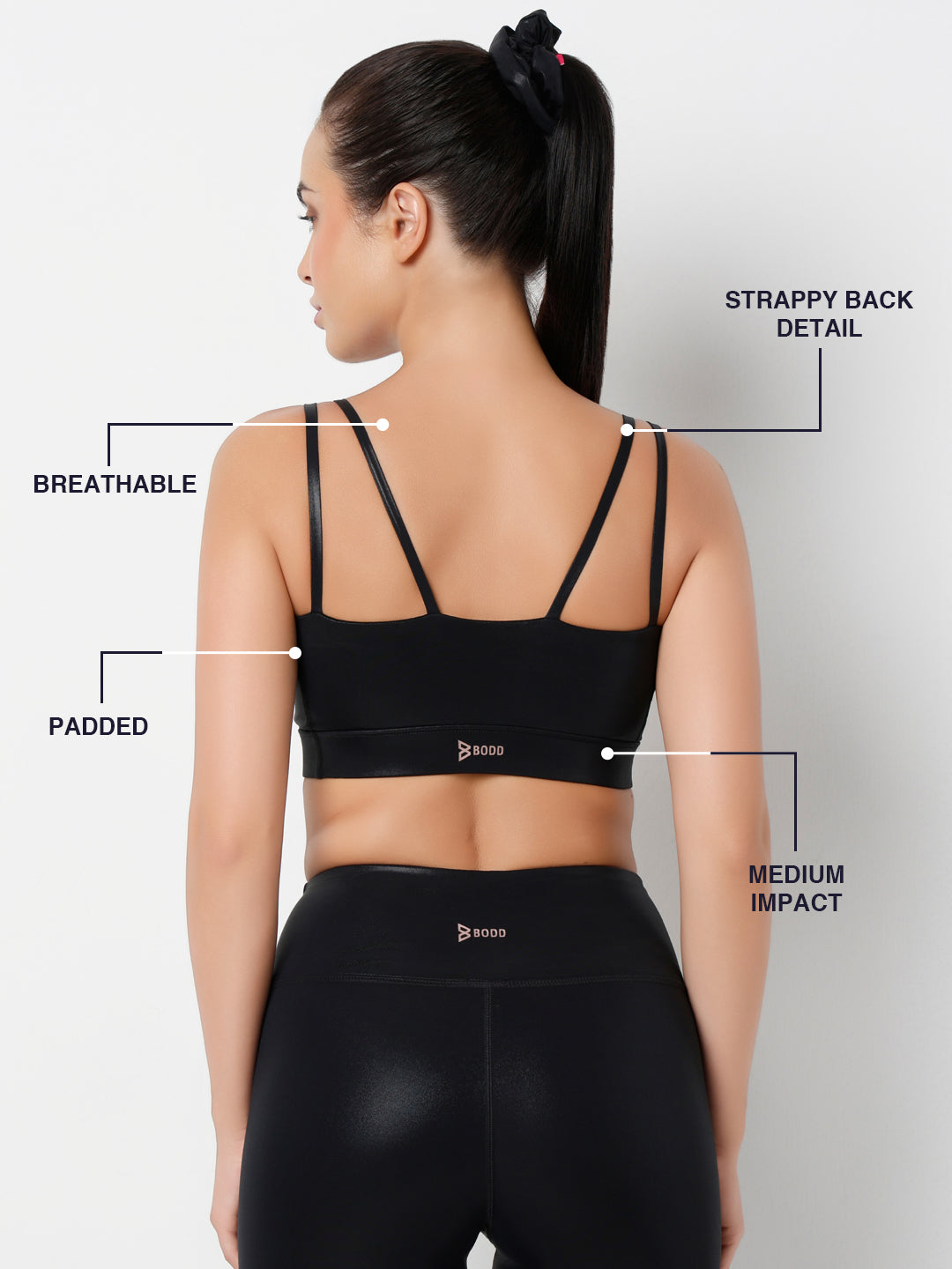 PowerGloss Black Sports Bra