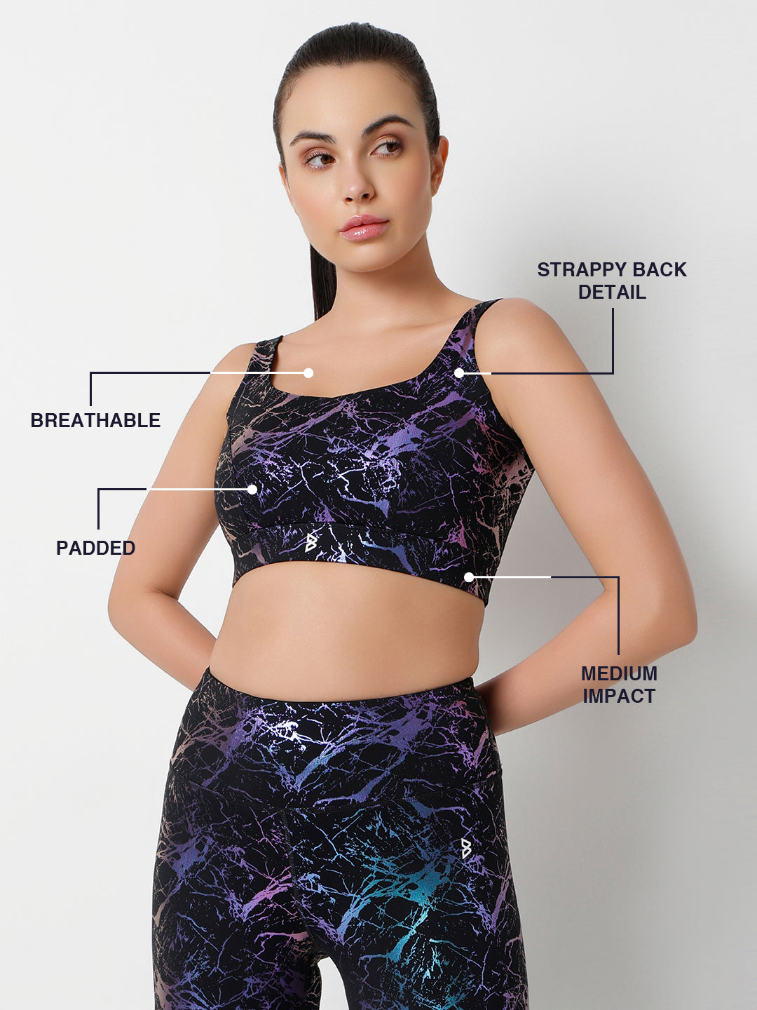 Celestial Marble Metallic Sports Bra