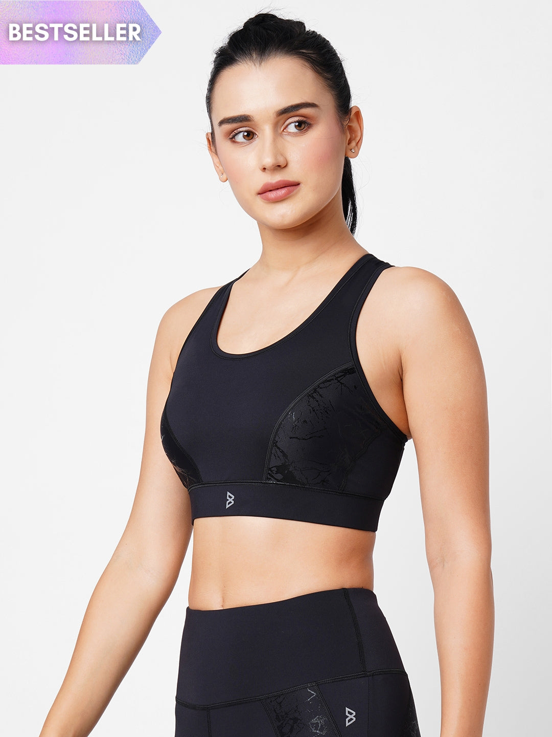 Black Marble Sports Bra BODD ACTIVE