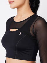 Onyx Black Mesh Crop Top boddactive.com