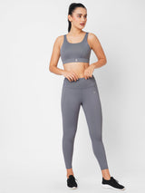 Frost Grey Criss Cross Essential Sports Bra boddactive.com