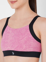 Punch Pink Snakeskin Sports Bra boddactive.com