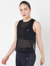 Black Sheer Overlapping Tank boddactive.com